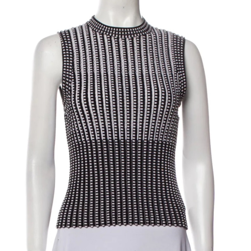 EUC Theory Black And White Stripes Crew Neck Tank Top Sz S.